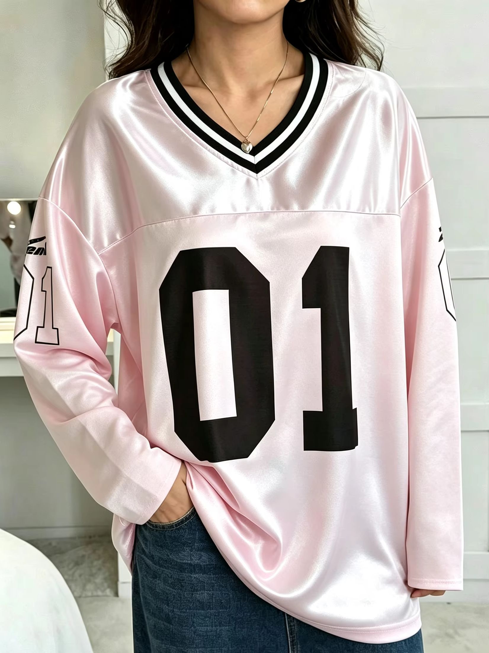 Street Fashion For Man - メンズ・レディース ヴィンテージ 長袖 オーバーサイズ 01 ナンバープリント