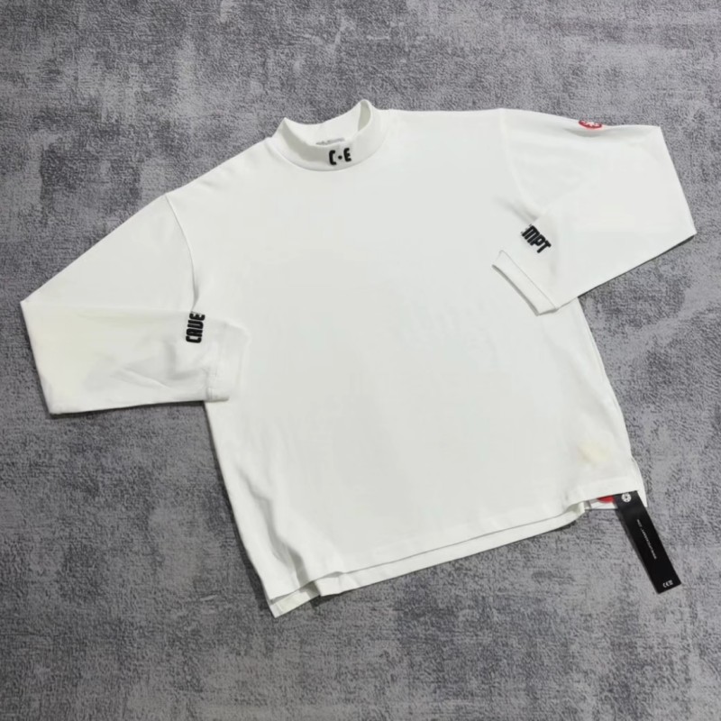 Street Fashion For Man - ファッションストリートユニセックス CAVEMPT スウェットハーフハイカラースローガンナイロン刺繍文字長袖プルオーバー男性女性トップス