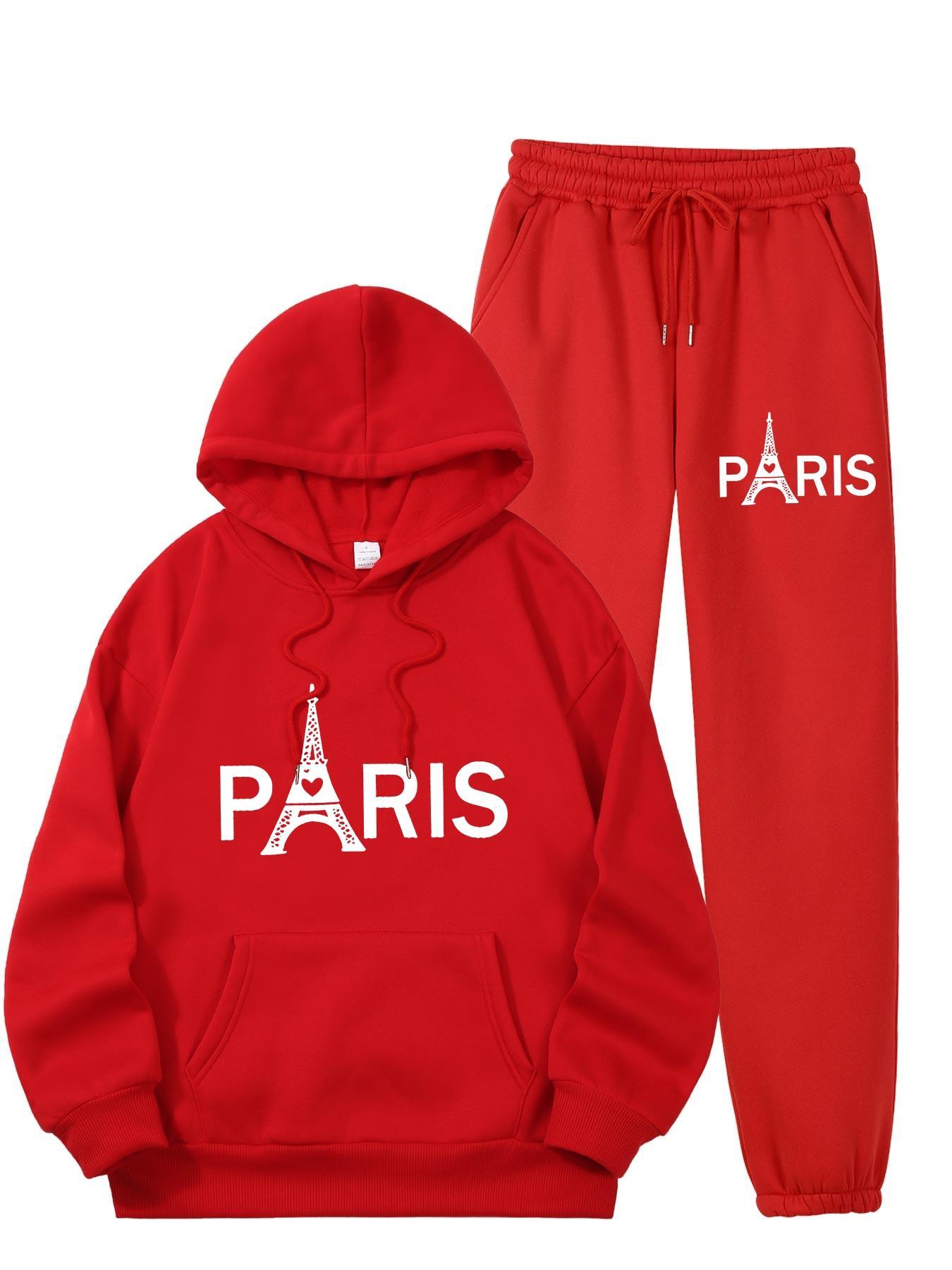 Street Fashion For Man - レディース パリ エッフェル塔柄 2点セット トラックスーツ カジュアル
