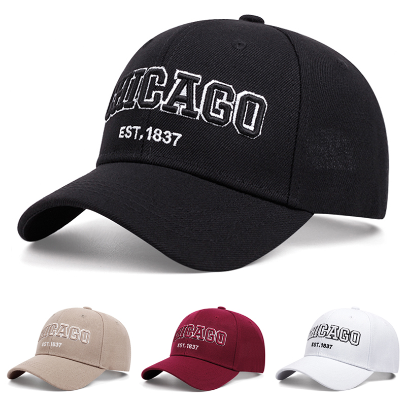 Street Fashion Chicago - 2026年ファッション新作ハードトップ野球帽 CHICAGO刺繍入りストリートヒップホップハット アウトドアデイリーレジャー装飾日よけ帽子 ユニセックス