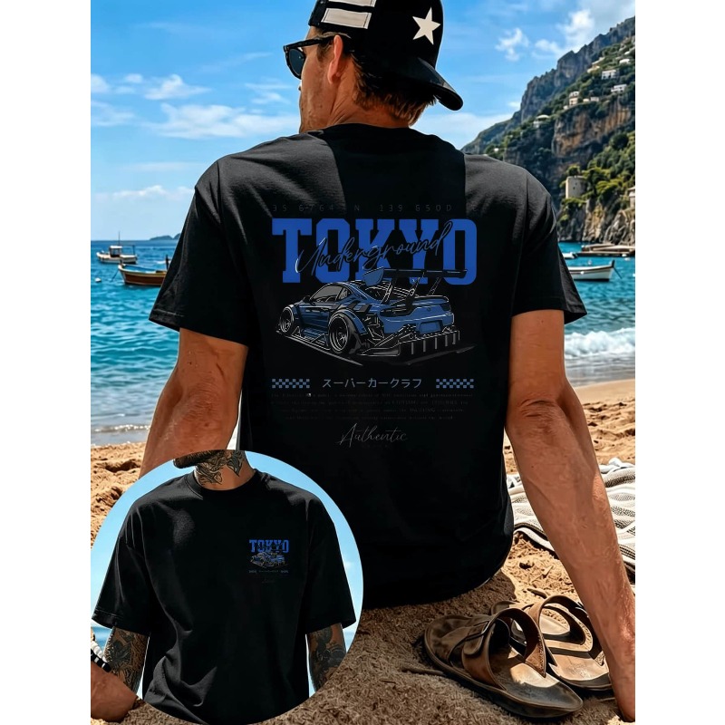 Street Fashion Tokyo - 東京アンダーグラウンドレーシング改造車柄、レトロな日本のストリートスタイルメンズTシャツカジュアルファッションユニセックス