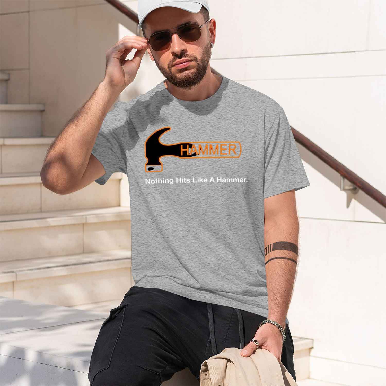 ハンマーボウリング グレー ネイビー ホワイト 面白いTシャ - Street Fashion Usa のレビューと価格
