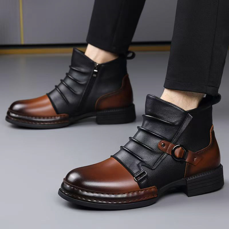 秋冬レトロアンクルブーツ男性のためのファッションカジュアルサ - Street Fashion Designers のレビューと価格