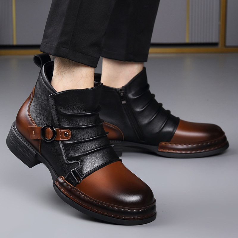 秋冬レトロアンクルブーツ男性のためのファッションカジュアルサ - Street Fashion Designers のレビューと価格