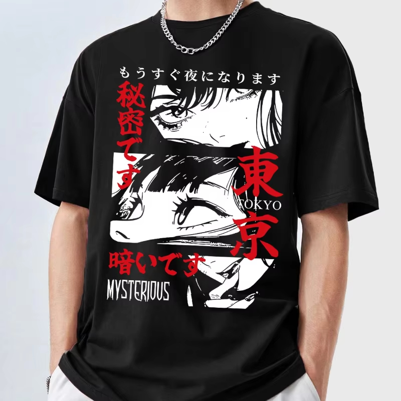 メンズ Y2K アニメ柄 Tシャツ 東京ミスト 半袖 ラウン - Street Fashion Tokyo のレビューと価格