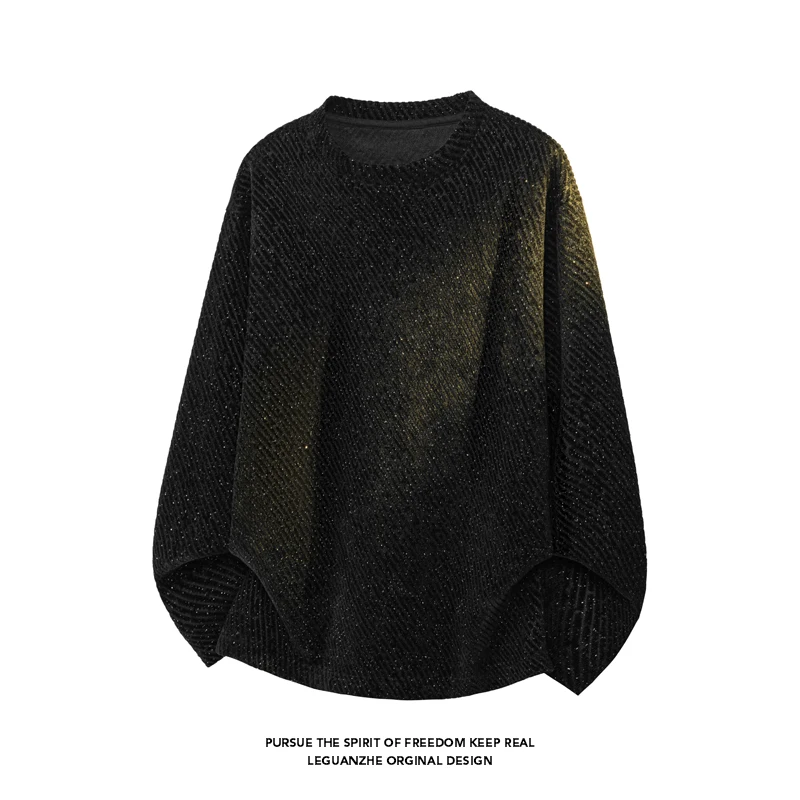 メンズ斜めストライプテクスチャード長袖Tシャツ、クルーネック - Street Fashion For Man のレビューと価格