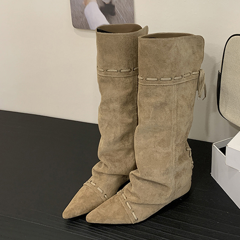 Liyke ファッションデザイン巾着レースアップニーハイブー - Street Fashion Designers のレビューと価格