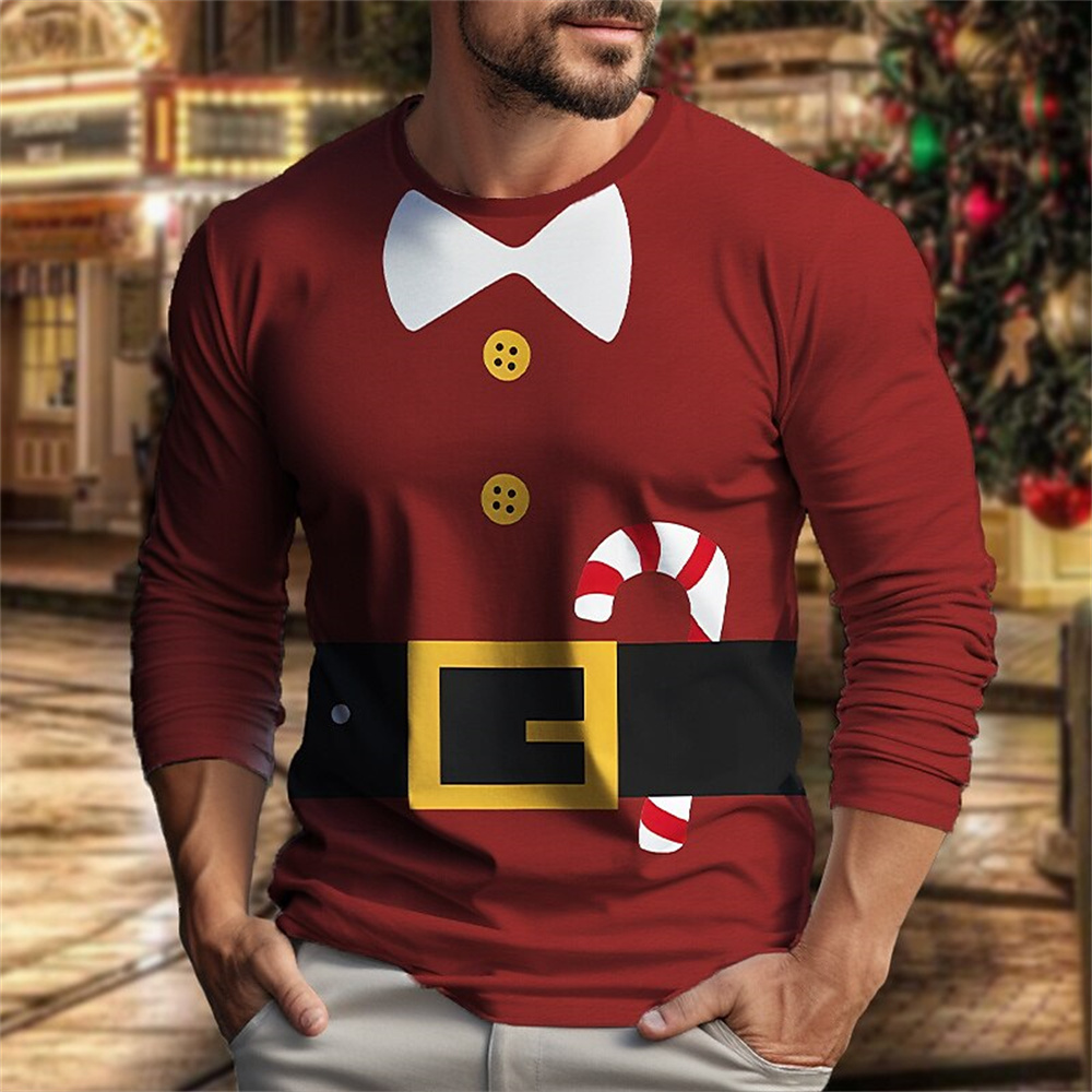 クリスマス柄の原宿風メンズ長袖Tシャツ、ファッション性の高い - Street Fashion For Man のレビューと価格