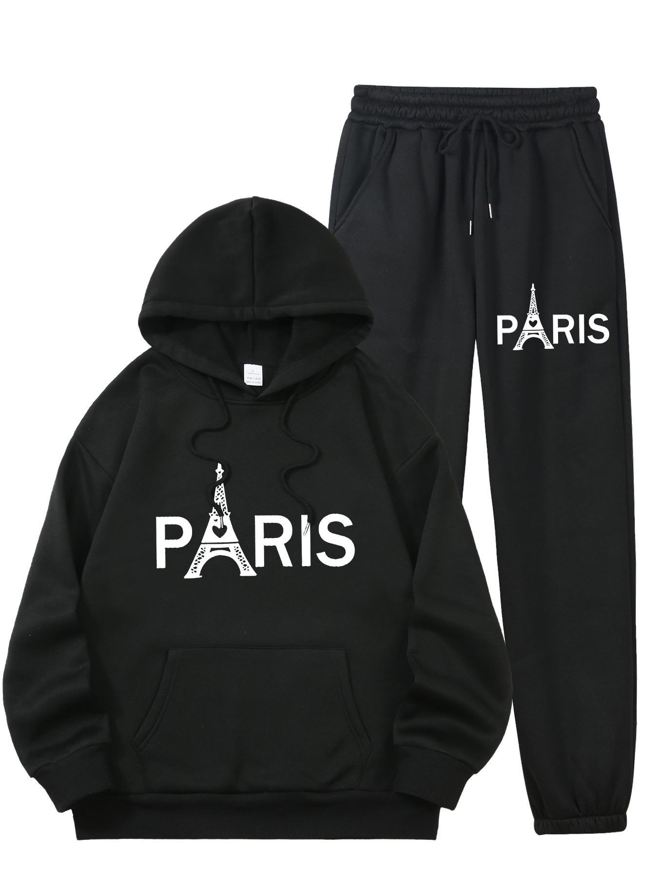 レディース パリ エッフェル塔柄 2点セット トラックスーツ - Street Fashion For Man のレビューと価格