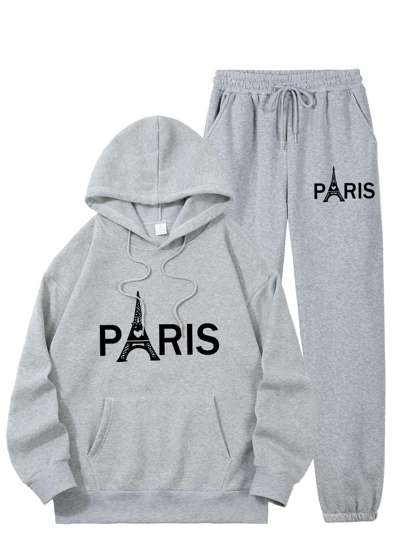 レディース パリ エッフェル塔柄 2点セット トラックスーツ - Street Fashion For Man のレビューと価格