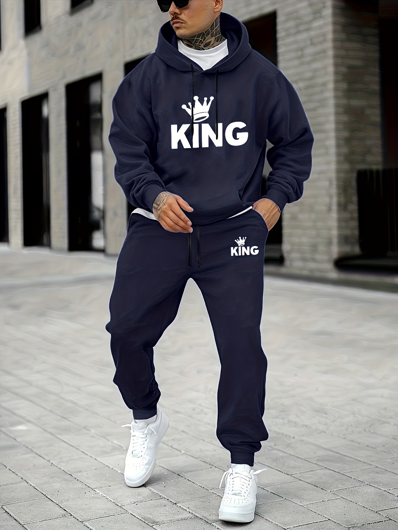 メンズ キングクラウンプリントトラックスーツ 2ピースセット - Street Fashion Art のレビューと価格