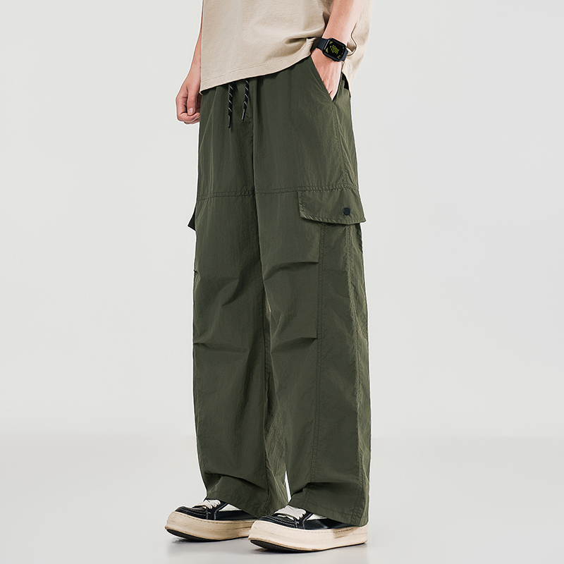 夏のメンズ作業服ワイドレッグパンツ春秋ルーズストリートウェア - Street Fashion Art のレビューと価格
