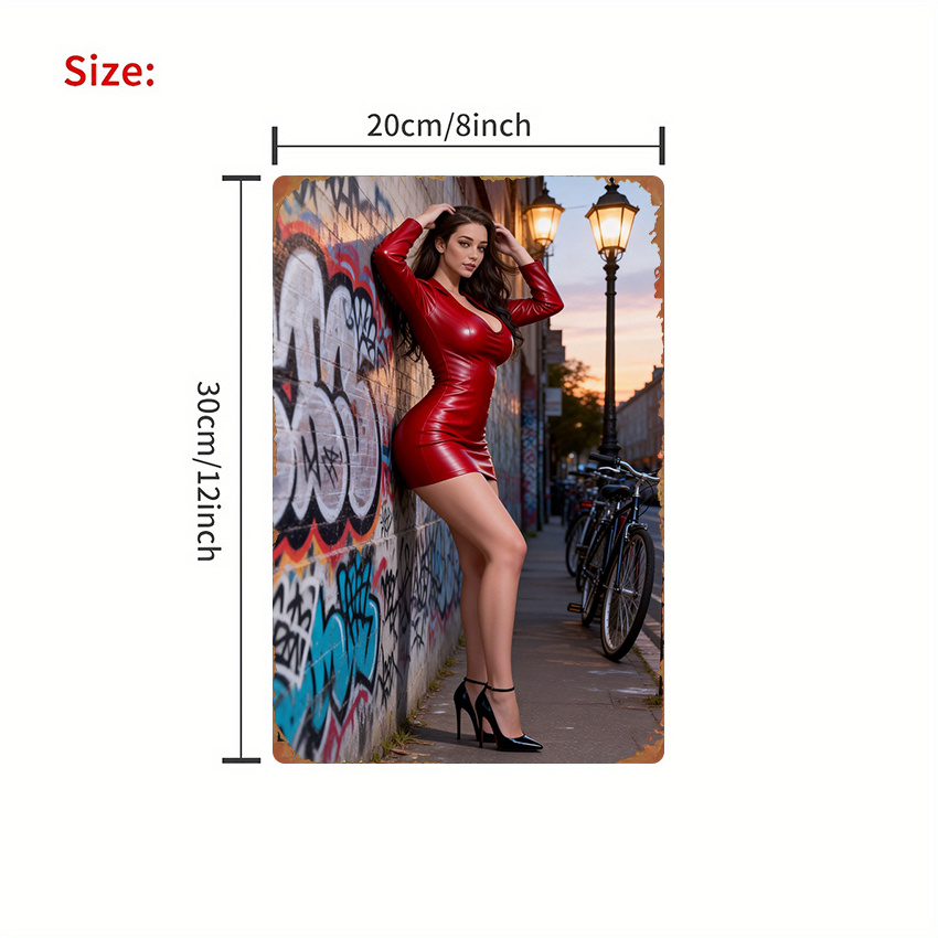 2Dフラットメタルサイン - ファッションストリート レッド - Street Fashion Art のレビューと価格