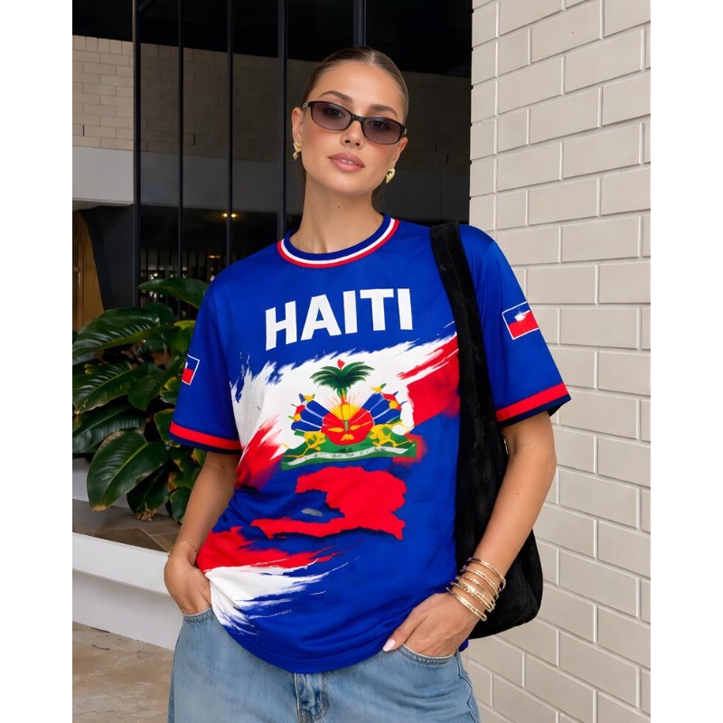 2026年ニューハイチ国旗サッカーユニフォーム レトロクルー - Street Fashion Usa のレビューと価格