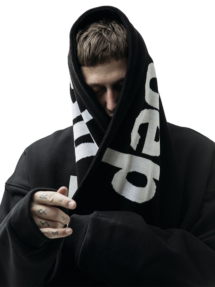 男性スカーフ冬 Y2k ストリート黒ニットレターゴシックショ - Street Fashion Art のレビューと価格