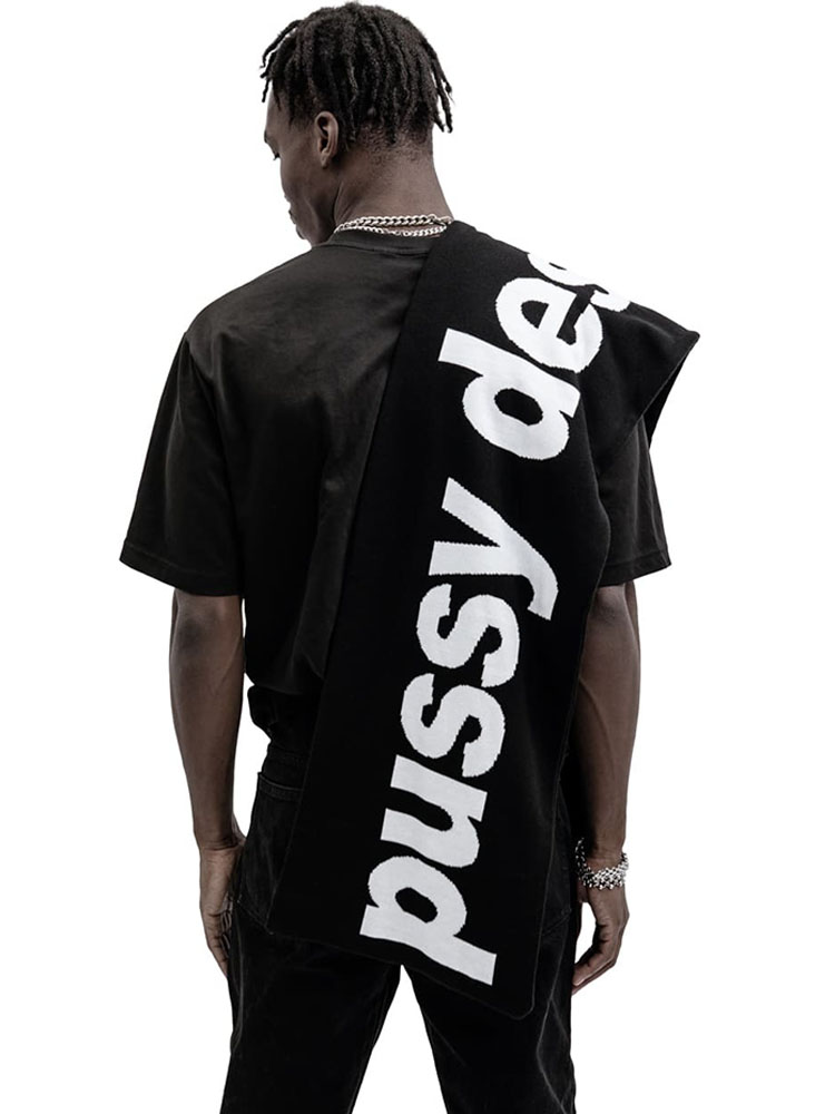 男性スカーフ冬 Y2k ストリート黒ニットレターゴシックショ - Street Fashion Art のレビューと価格