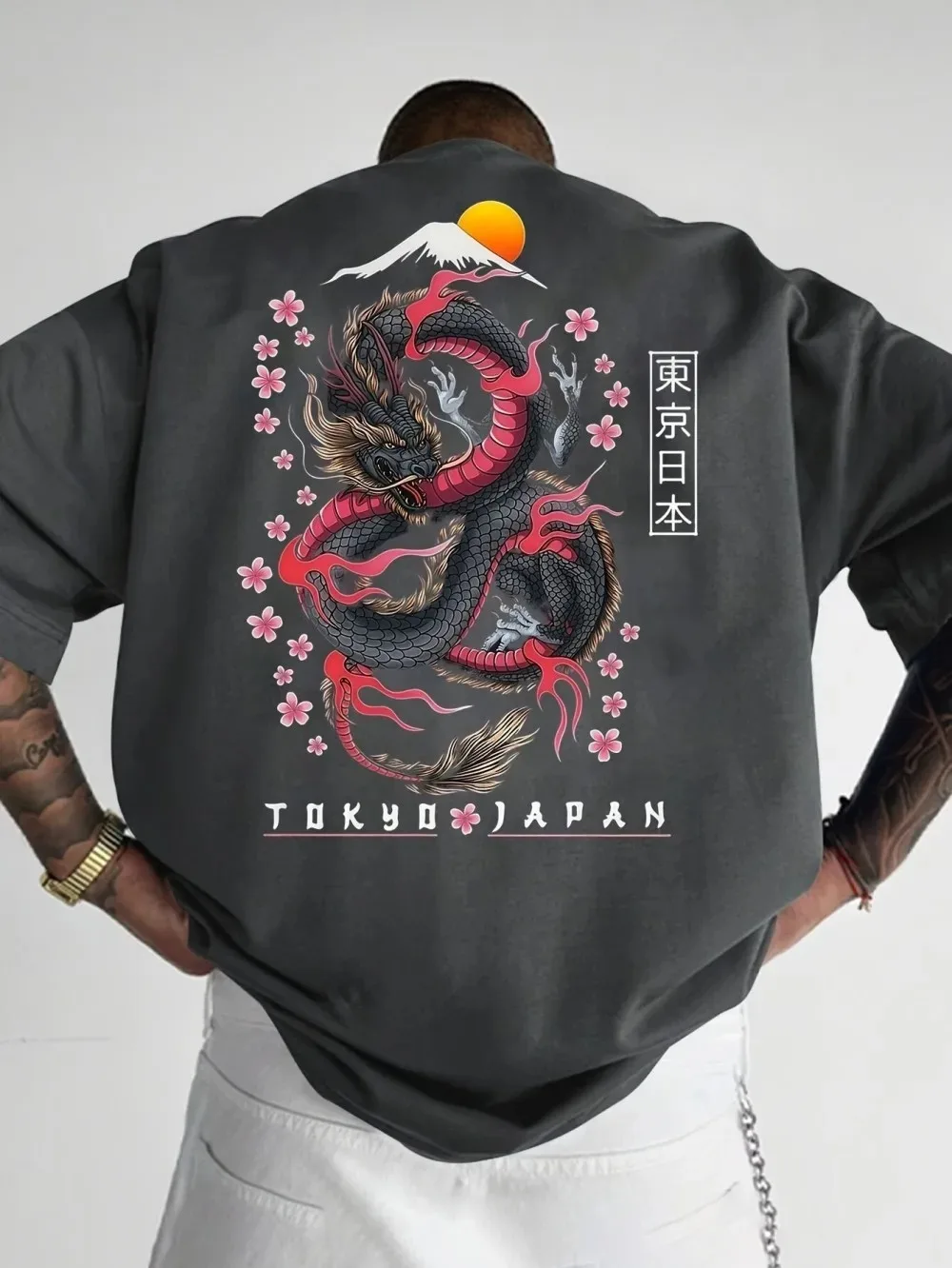 新作東京ドラゴン桜柄、メンズ用、夏向け、3Dプリント、通気性 - Street Fashion Tokyo のレビューと価格