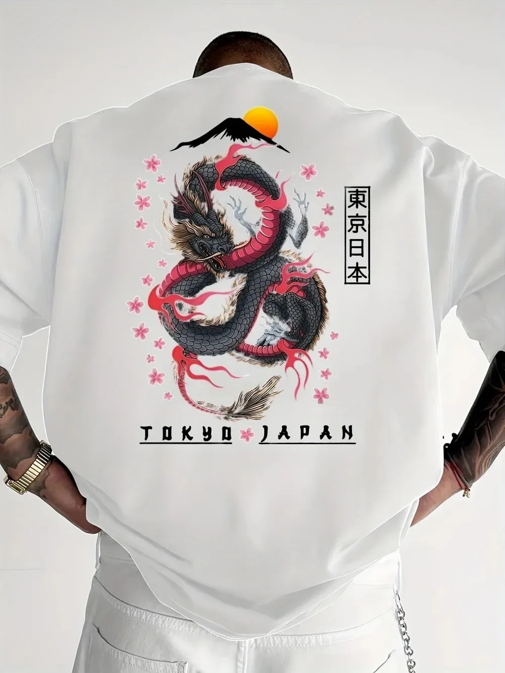 新作東京ドラゴン桜柄、メンズ用、夏向け、3Dプリント、通気性 - Street Fashion Tokyo のレビューと価格