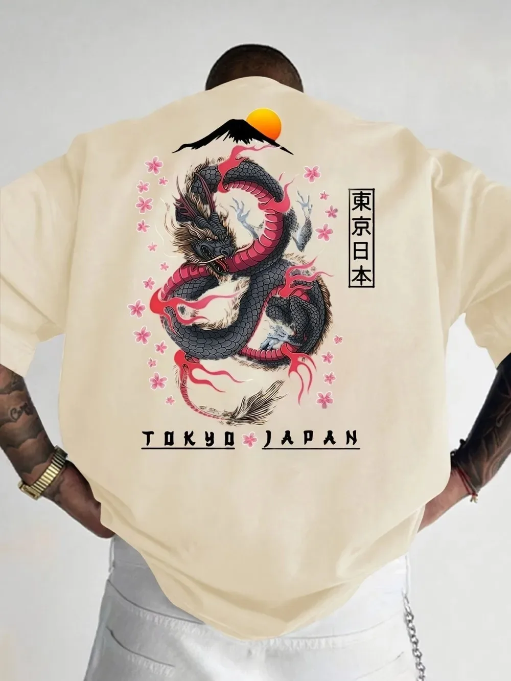 新作東京ドラゴン桜柄、メンズ用、夏向け、3Dプリント、通気性 - Street Fashion Tokyo のレビューと価格