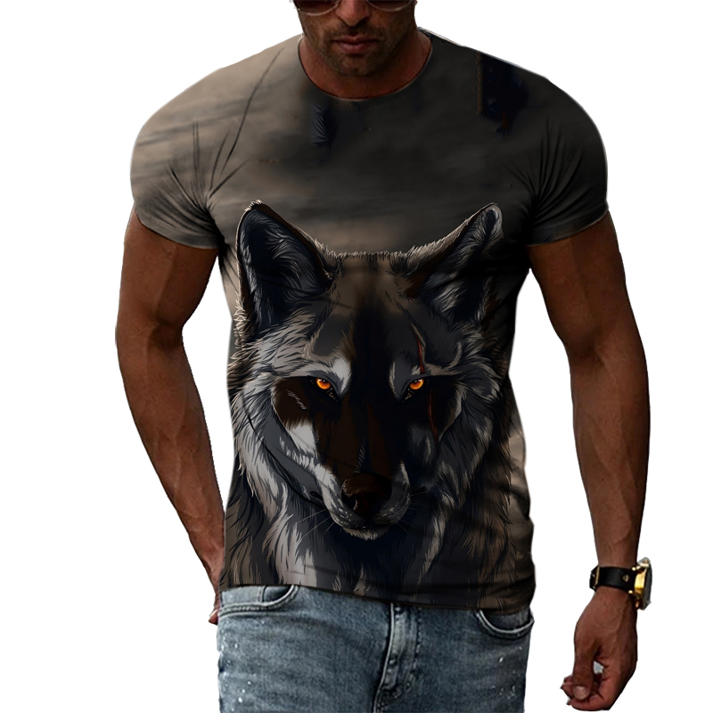 男性用の動物がプリントされたTシャツ,ヒップホップトレンドの - Street Fashion Elements のレビューと価格