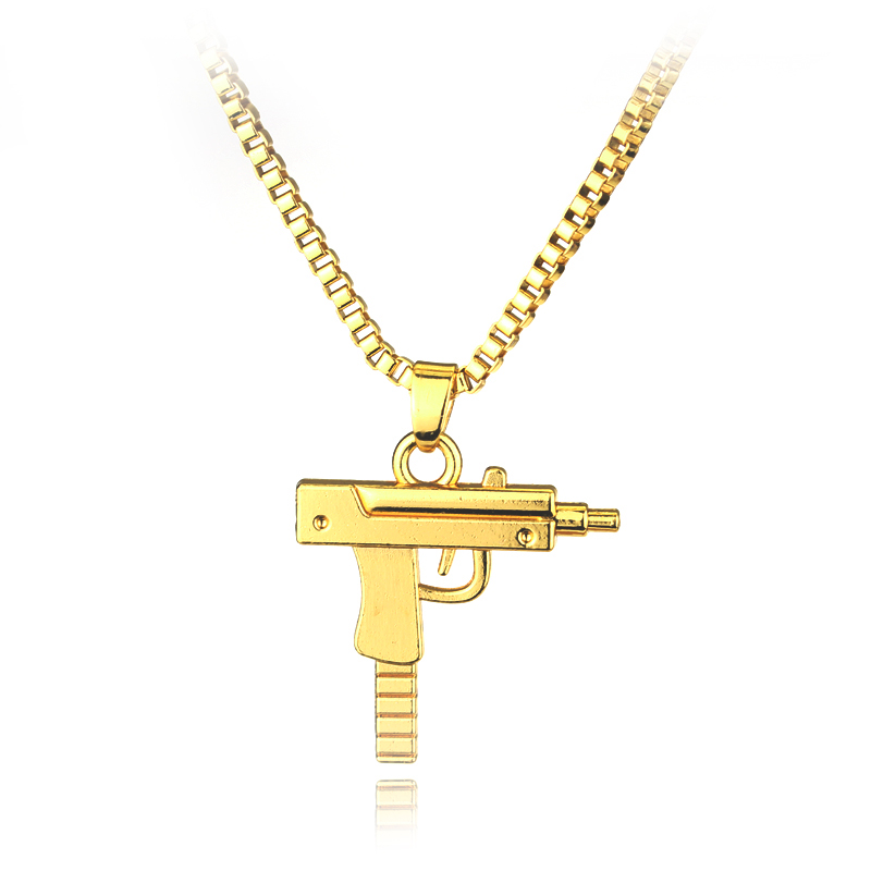 トレンディな Uzi 銃型ペンダントネックレス ゴシックパン - Street Fashion Art のレビューと価格