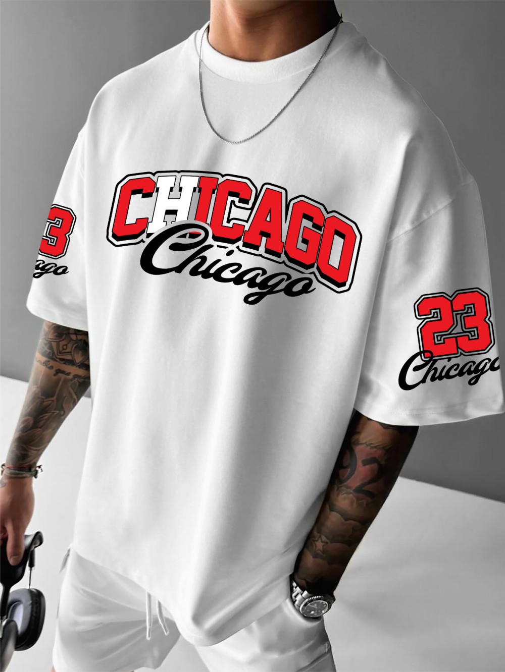欧米風メンズ夏用シカゴレタープリント快適で通気性のあるラウン - Street Fashion Chicago のレビューと価格
