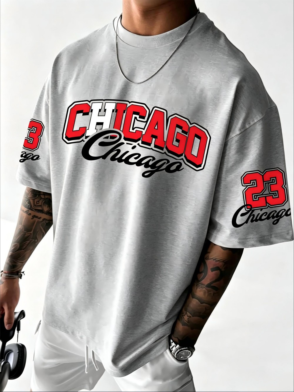 欧米風メンズ夏用シカゴレタープリント快適で通気性のあるラウン - Street Fashion Chicago のレビューと価格